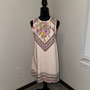 Taylor & Sage Floral Mini Dress Cream Beige Women's Size Small cottagecore